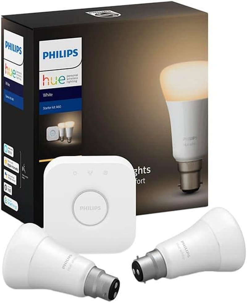 Philips Hue Philips E27 Hue White and Colour Ambiance Smart Bulb Starter Kit - Edison Screw E27 (Compatible with Bluetooth, Zigbee, Amazon Alexa, Apple Homekit, and Google Assistant)