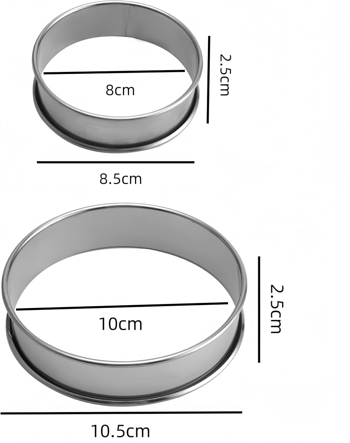 4 Pcs Muffin Rings Crumpet Rings Stainless Steel Muffin Rings Double Rolled Tart Rings, Wanfoou Pastry Cutters in Graduated Sizes for Donut and Scone, Circle Cutter Cake Ring Molds (Silver) image number 4