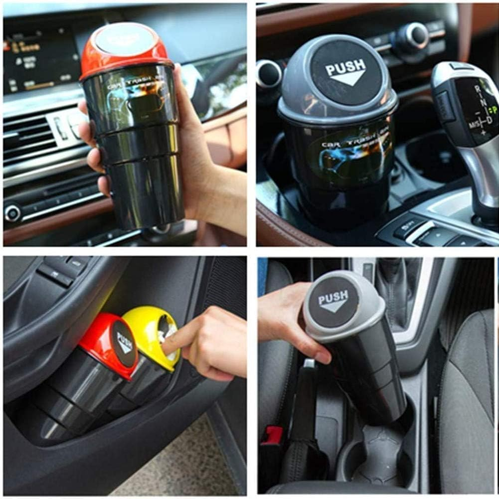 Mini Car Auto Garbage Trash Can Automotive Vehicle Waste Storage Fits Cup Holder for Office Desk Can (Red) - Blue image number 2