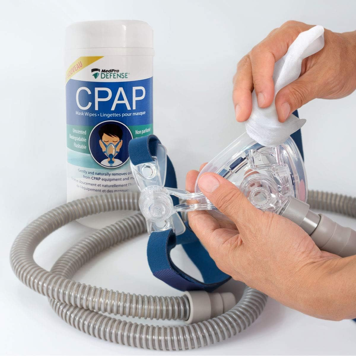 Medpro Defense Cpap Mask Wipes, Gently Removes Dirt and Oil, Biodegradable, Unscented, Lint-Free, Flushable, Naturally Remove Dirt from CPAP Masks, Daily Cleaning image number 2
