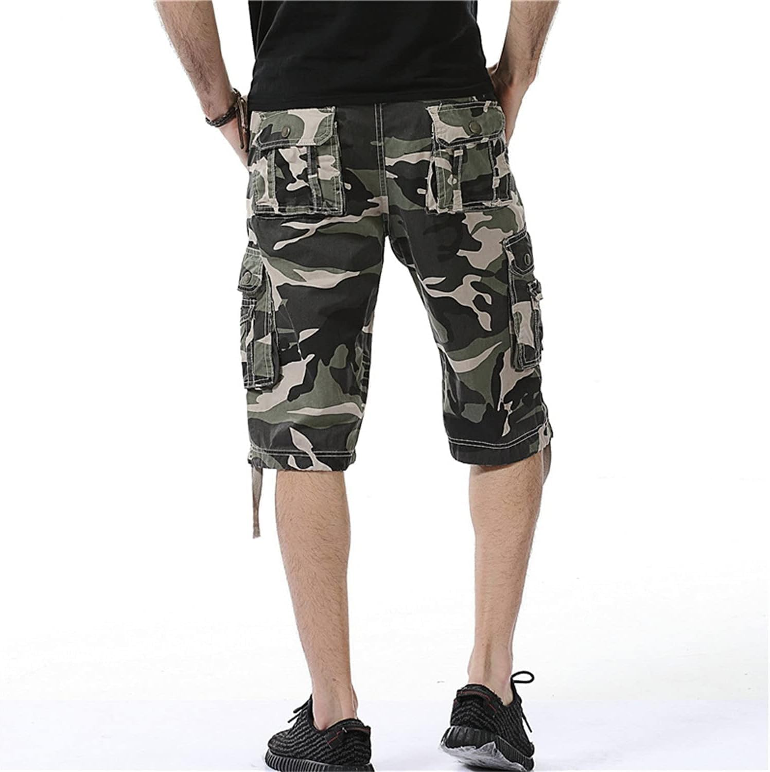 Jeshifangjiusu Mens Lightweight Multi-Pocket Cargo Shorts Casual Cotton Camouflage Camo Short Outdoor Camo Shorts, Light Green B1, 31W image number 1