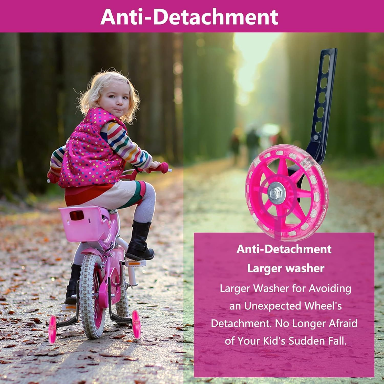 Bicycle Training Wheels,Adjustable Training Wheels, Bike Training Wheels,Training Wheels for Kids Bike,For 12 14 16 18 20 Inch Single Speed Bicycle,Suitable for Boys and Girls image number 6