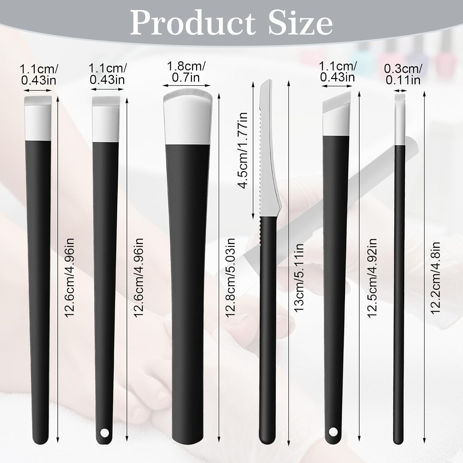 6 PCS Pedicure Knife Set, Ingrown Toenail Removal Kit Stainless Steel Removal Pedicure Scraper with Storage Box Professional Foot Scraper Callus Shaver Foot Care for Dead Dry Hard Cracked Skin image number 6