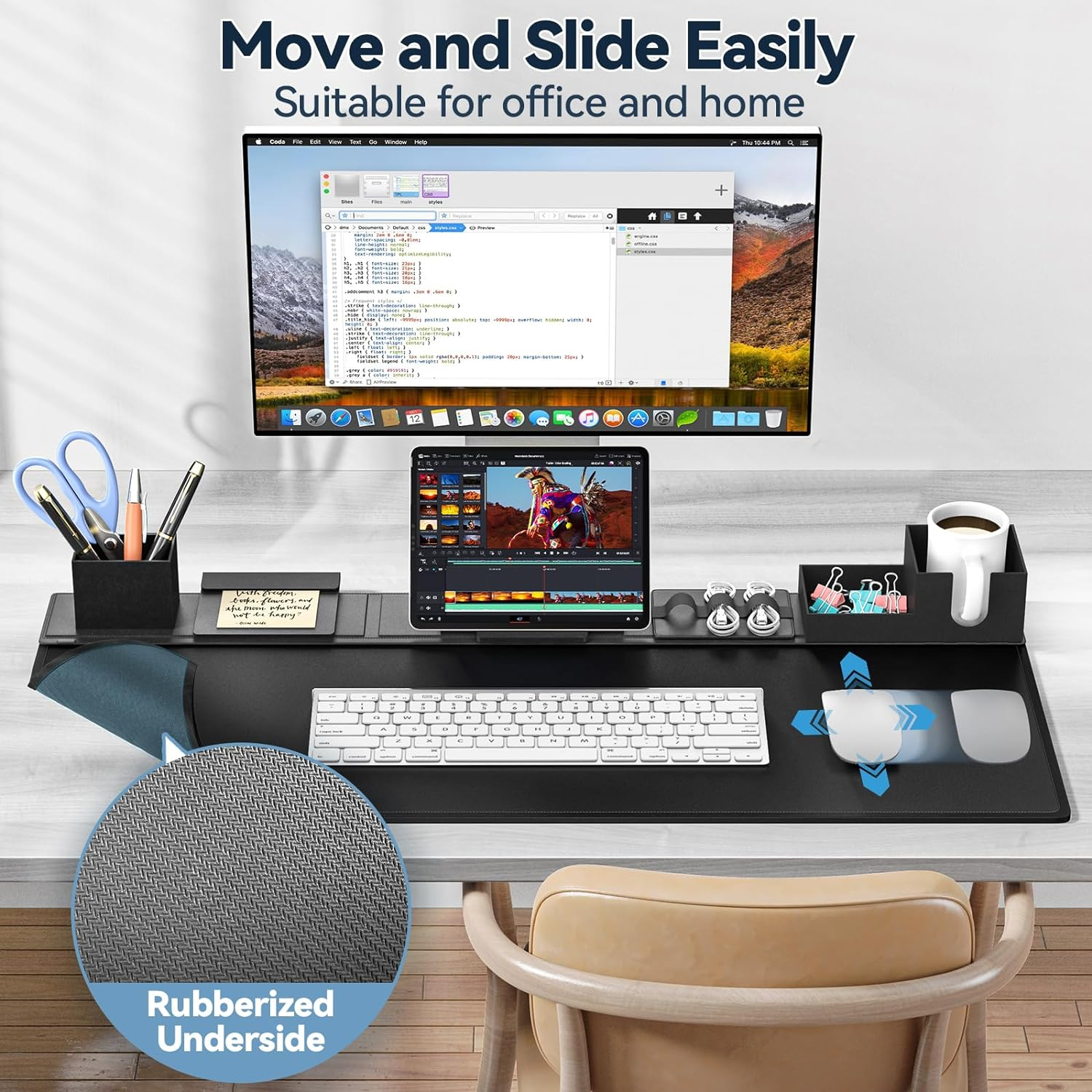 KDD Desk Pad and Organizer Set, 6 in 1 Mouse Mat with Magnetic Desktop Storage Accessories DIY Feature for Phone and Tablet Stand/Cup Holder/Card Holder/Pen Holder/Cable Management for Office and Home image number 6
