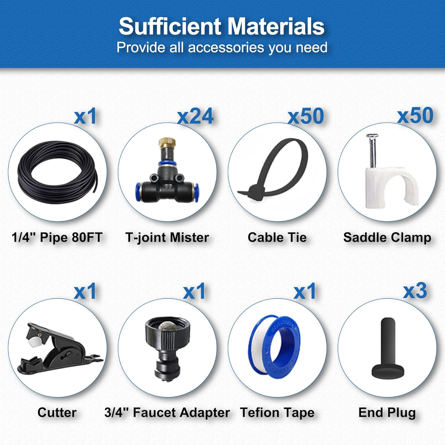 Misting Cooling System,Outside Water Misters for Outdoor Patio,80Ft(24M),Backyard Mist Kits-Garden,Greenhouse,Fan,Deck,Umbrella,Canopy,Pool,Porch.Trampoline Sprinkler Park,Bbq Party Accessories image number 2