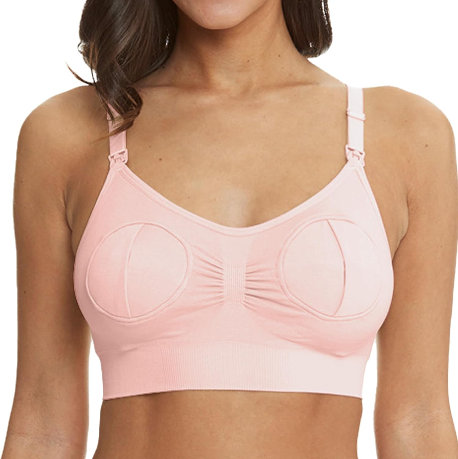 Dress Cici Padded Full Coverage Nursing Bra & Non Padded Zip Pumping Bras with Square Back & Adjustable Hook and Eye, 2 PCS image number 1