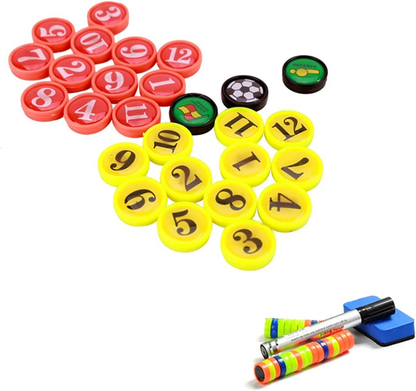 Roseflower Football Soccer Player Magnets 0.62 Inches (1.6Cm Diameter)-Numbered Replacement for Magnetic Tactics Coaching Boards and Magnet Folders Accessories Kit with 2 Pen, an Eraser and Bag image number 6