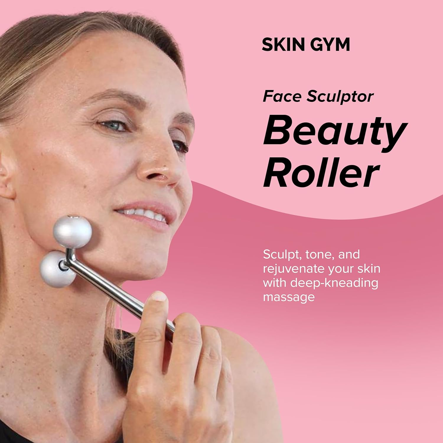SKIN GYM Face Sculptor Beauty Roller, Stainless Steel Facial Massager for Lifting, Toning, and Sculpting image number 1