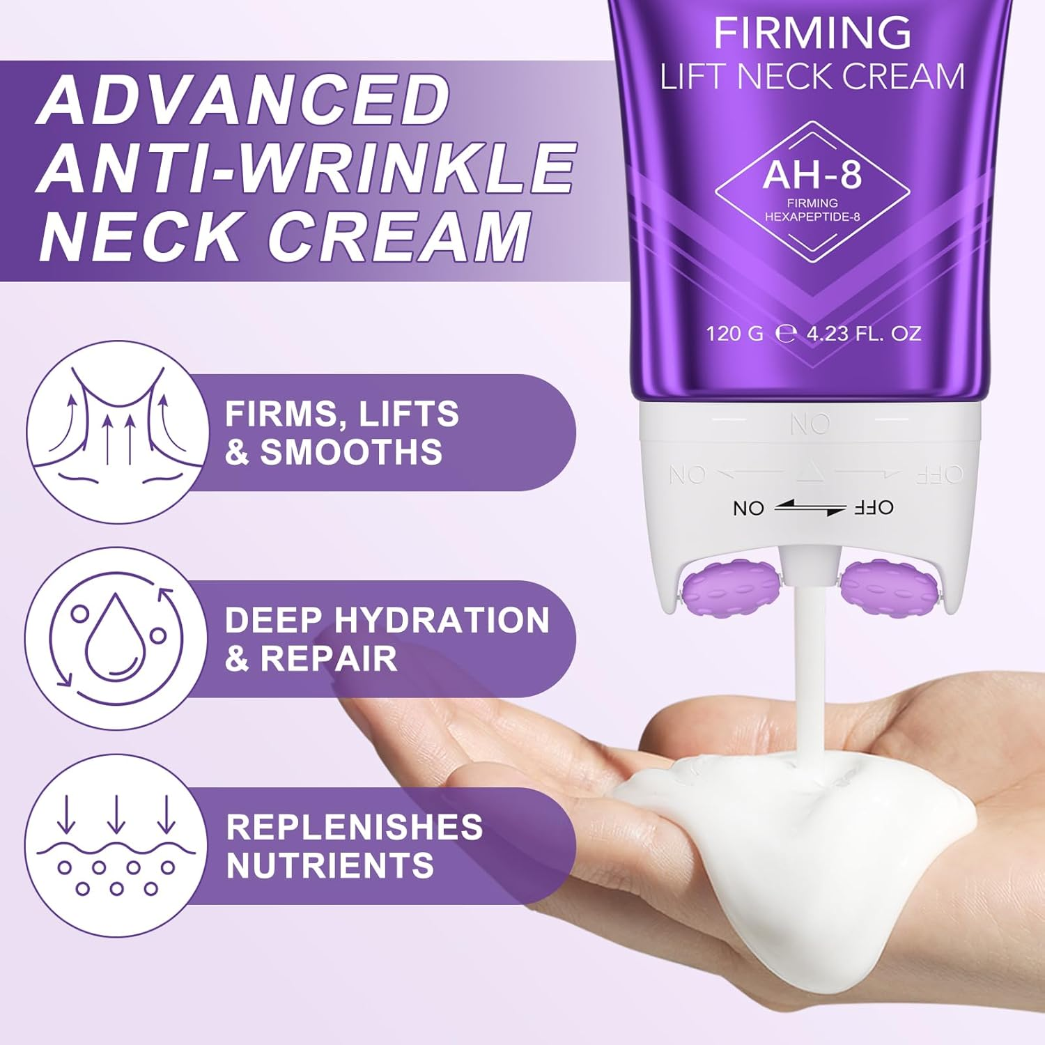 AH8 Firming Neck Cream | AH-8 Hexapeptide Formula | Tightens, Lifts & Moisturises | Skin Repair Lotion for Neck & Chest | Cosmetic Anti-Ageing Skin Care | 120G image number 5