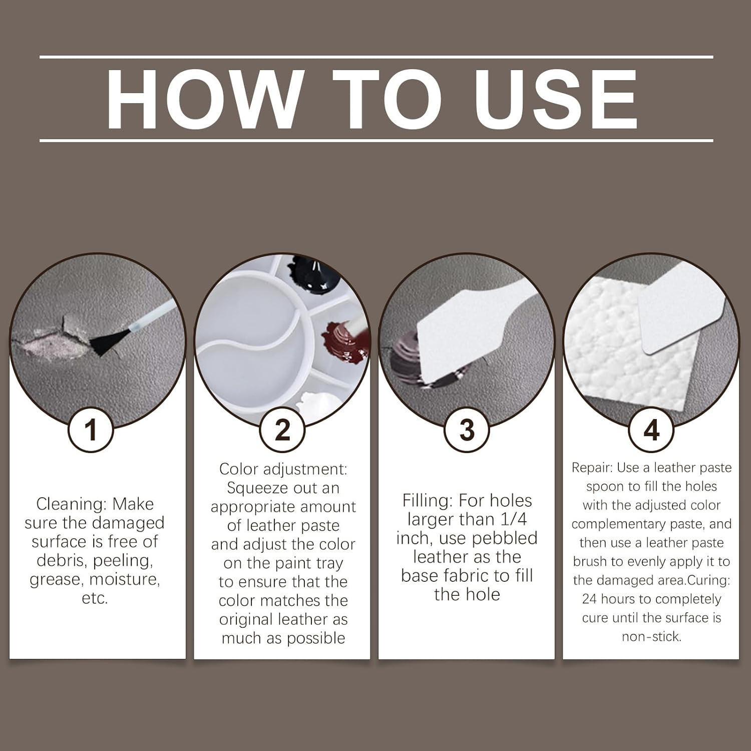 Leather Restore Kit, 60Ml Repair Cream Set with Accessories, 3 Colors image number 2