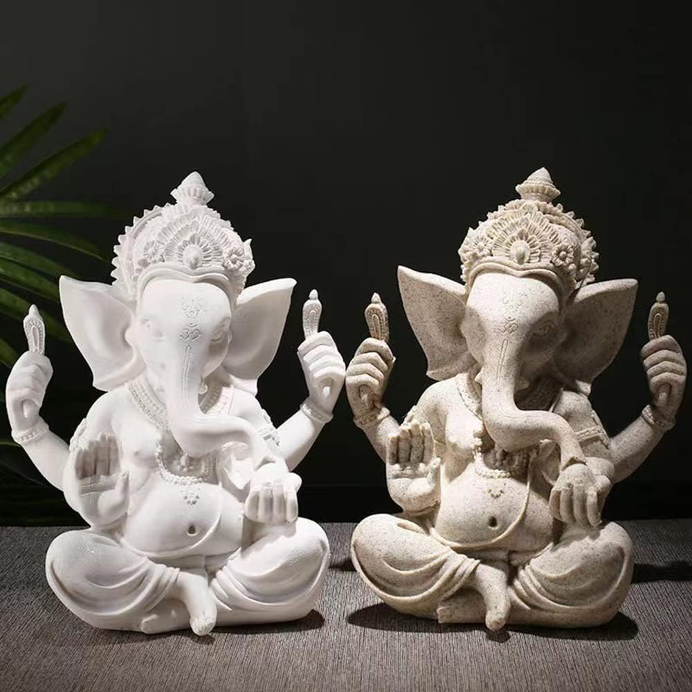 Indian God Lord Ganesha Statue,Hindu Elephant Statue Ganpati Idol Buddha Sculptures,Hindu Gift,Home Temple Mandir Meditation Yoga Room Decor 7.87"(Sandstone) image number 6