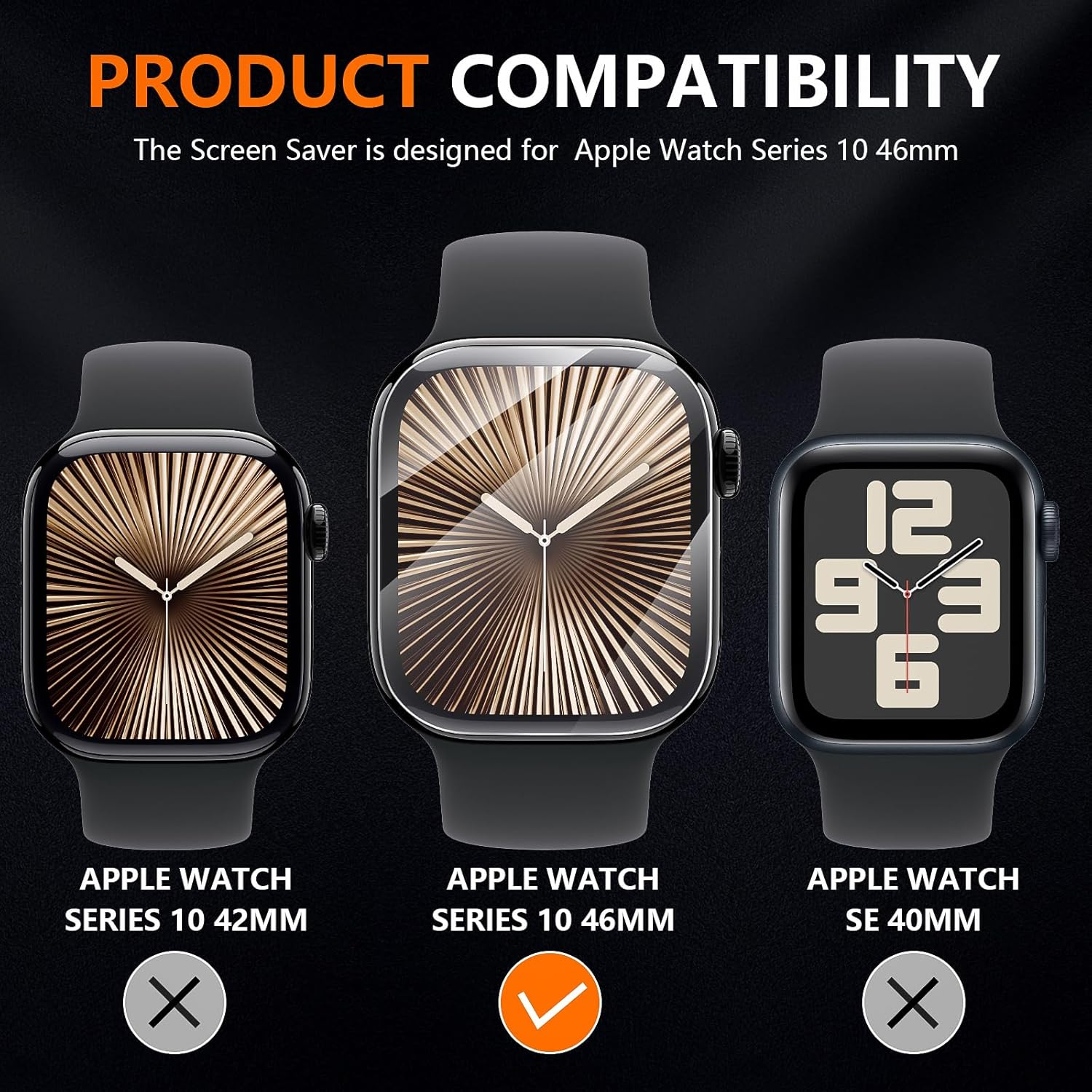 Suoman 5-Pack Screen Protector for Apple Watch Series 11/10 46Mm, Anti-Scratch HD Self-Healing Flexible Full Coverage TPU No Bubble Film for Iwatch 46Mm image number 4