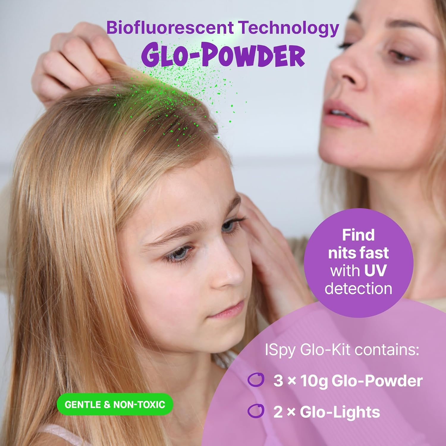 Ispy Glo-Kit Head Lice Treatment & Detection Kit with Biofluorescent Glo-Powder &ndash; Spot Nits Fast under UV Light &ndash; Safe, Non-Toxic Ingredients &ndash; Includes 3 Sachets Glo-Powder & 2 UV Detection Lights &ndash; Reusable, Kid-Friendly image number 4