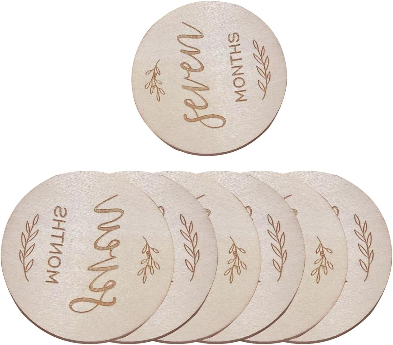 7 Pcs Wooden Baby Milestone Cards | Double-Sided Monthly Signs | Hello World Baby Sign | Newborn Infants 0-12 Months | Growth Recording Gift Set image number 3