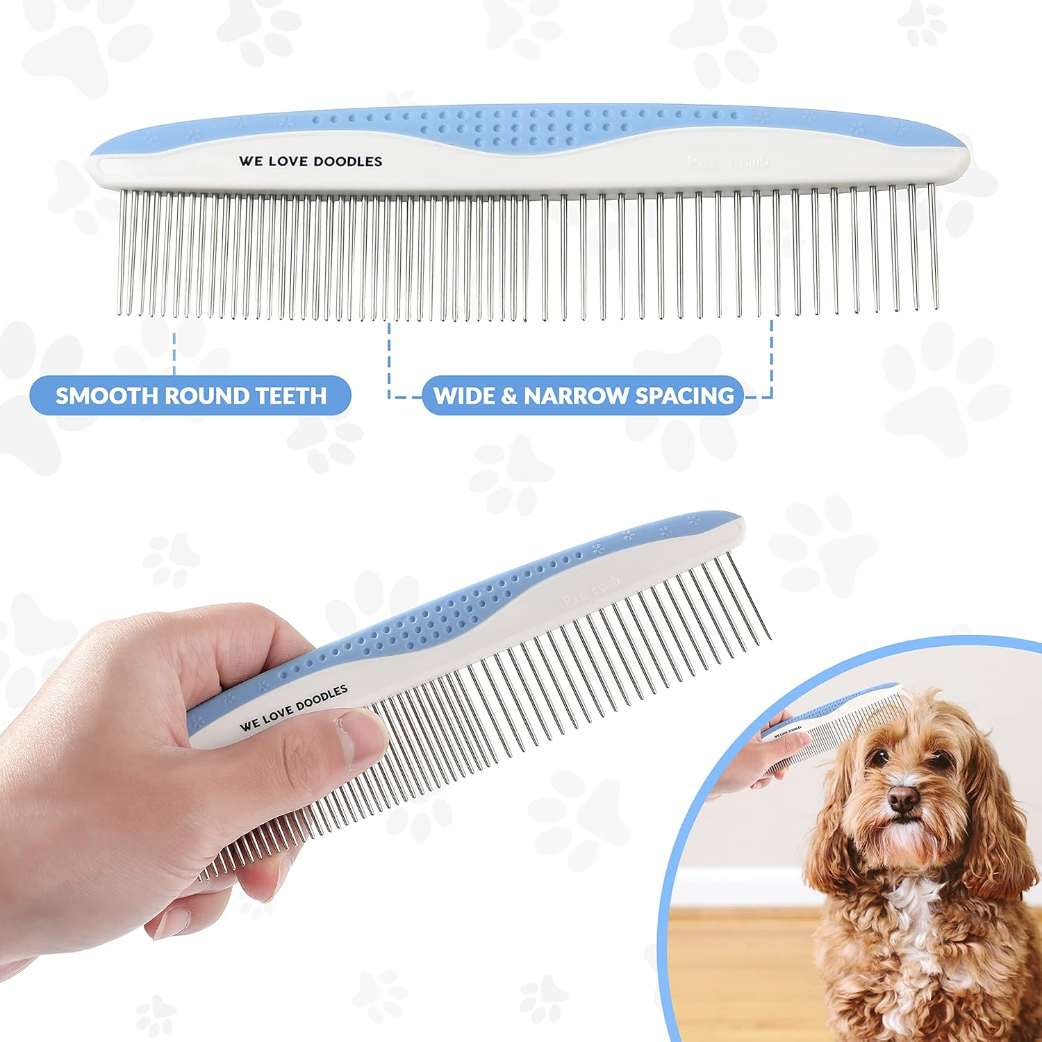 We Love Doodles Metal Dog Grooming Comb | Removes Tangles & Matts | Dematting Pet Combs | Detangler for Matted Hair | Best Comb for Poodles, Goldendoodles, Doodles & Long Haired Dogs (Large) [] image number 5