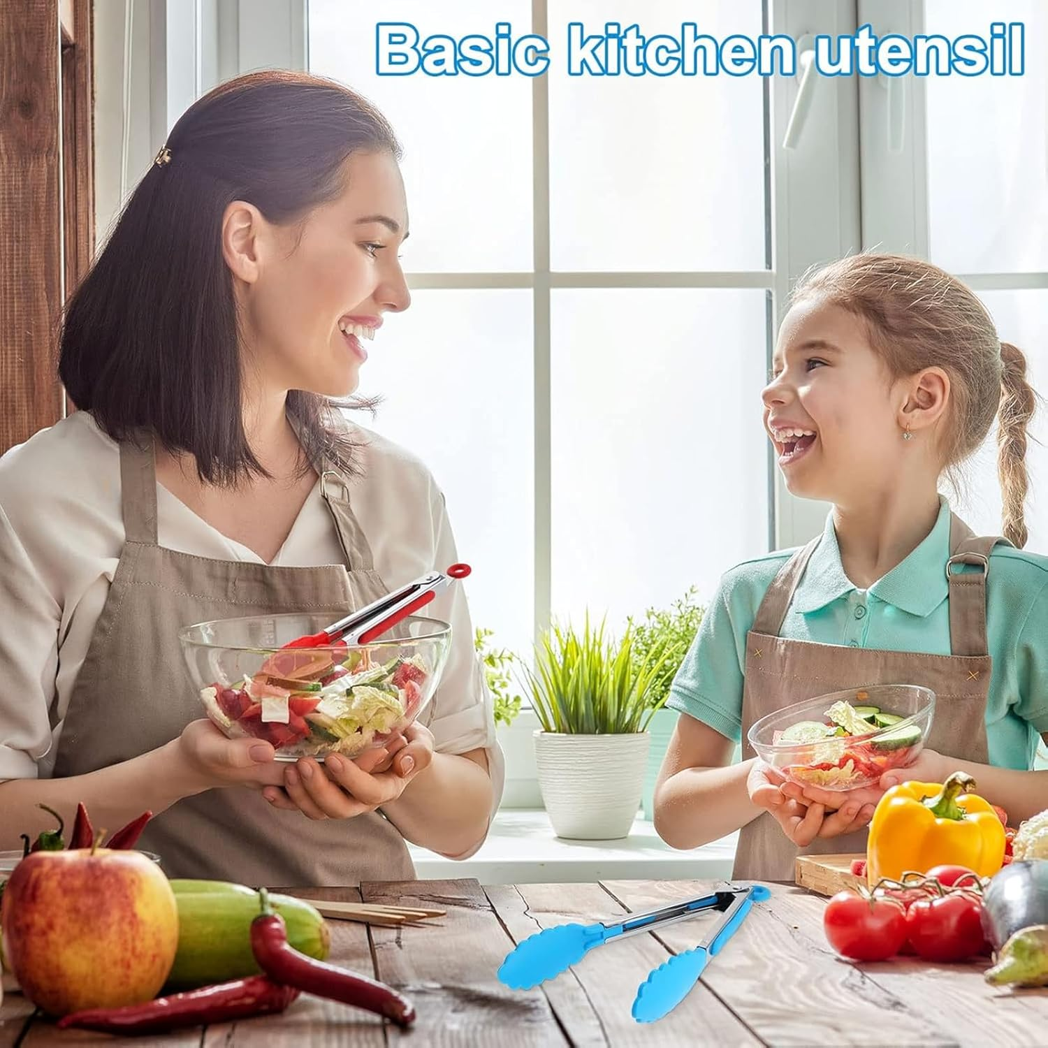 7 Inch Mini Serving Kitchen Tongs with Silicone Tips, Stainless Steel Tongs for Salad, Grilling, Frying and Cooking, 4 Pieces