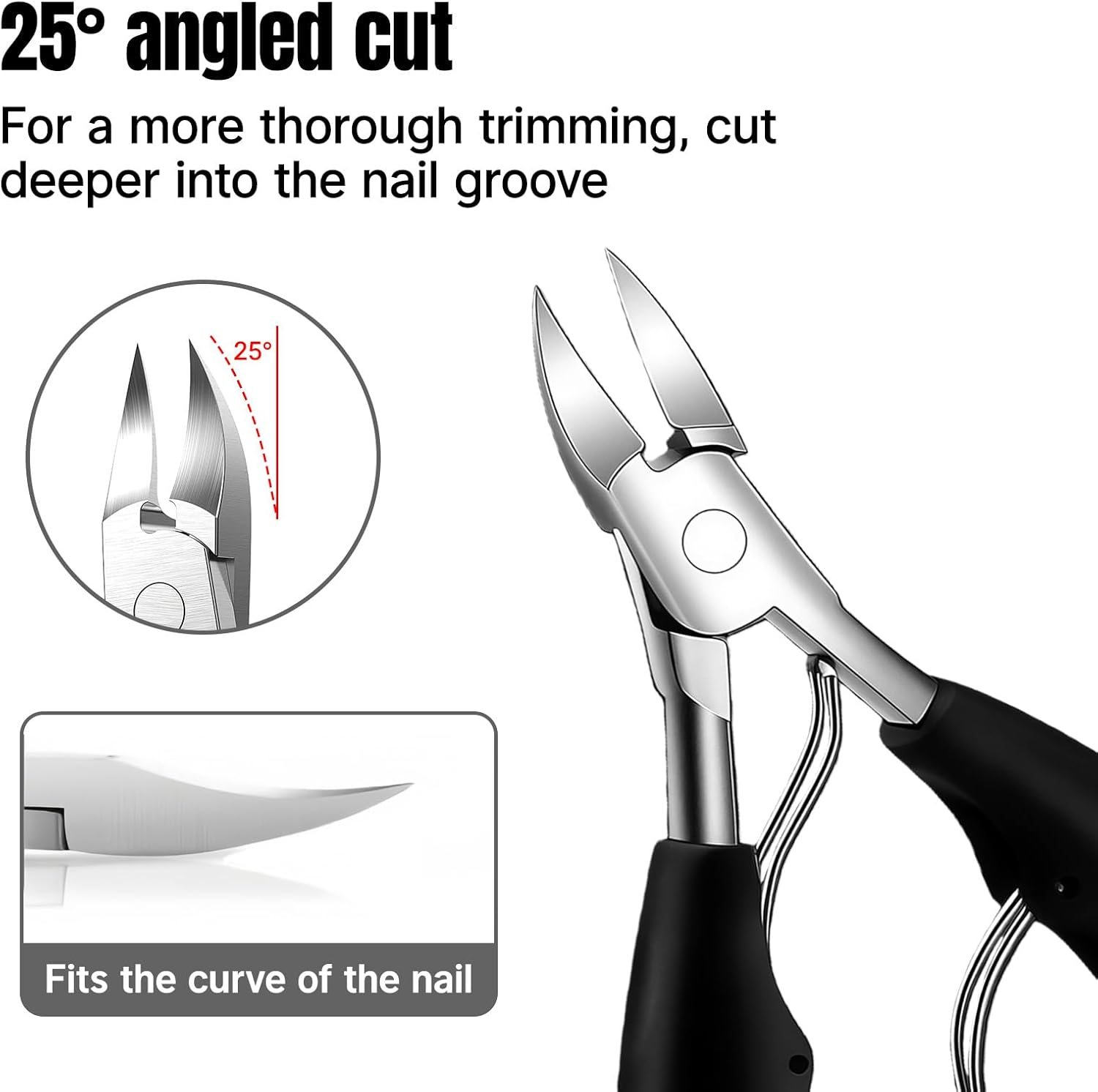 Jeyzuroa Heavy Duty Toenail Clippers, Stainless Steel with ABS Rubber Handle, Professional Thick and Ingrown Nail Care Kit for Seniors, Adults