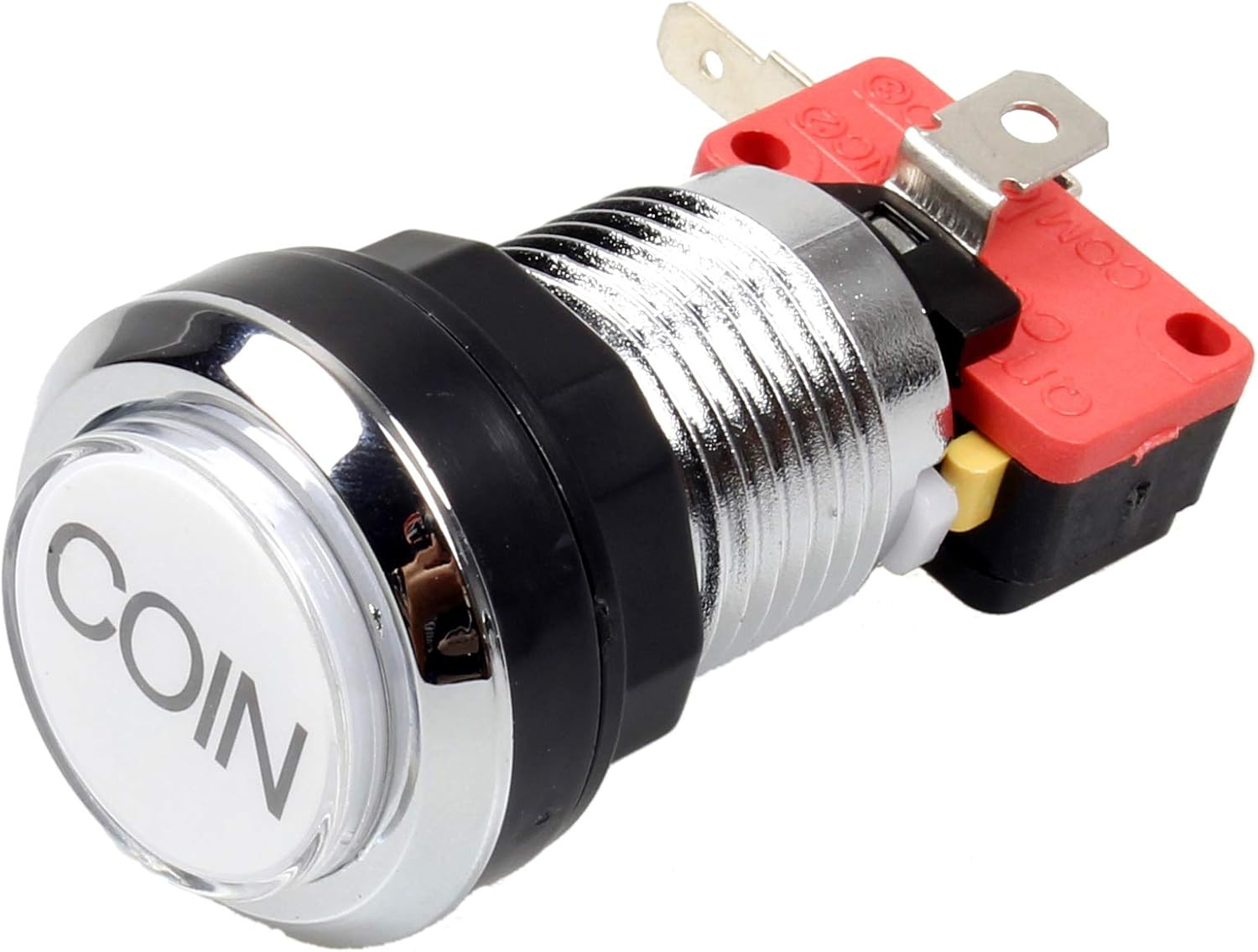 EG Starts Arcade Buttons Chrome Silver Plated 5V / 12V LED Illuminated Push Button 1P / 2P Player Start Buttons / 2X Coin Buttons for Mame/Jamma/Fighting Games/Arcade Video Games Kit Parts image number 1