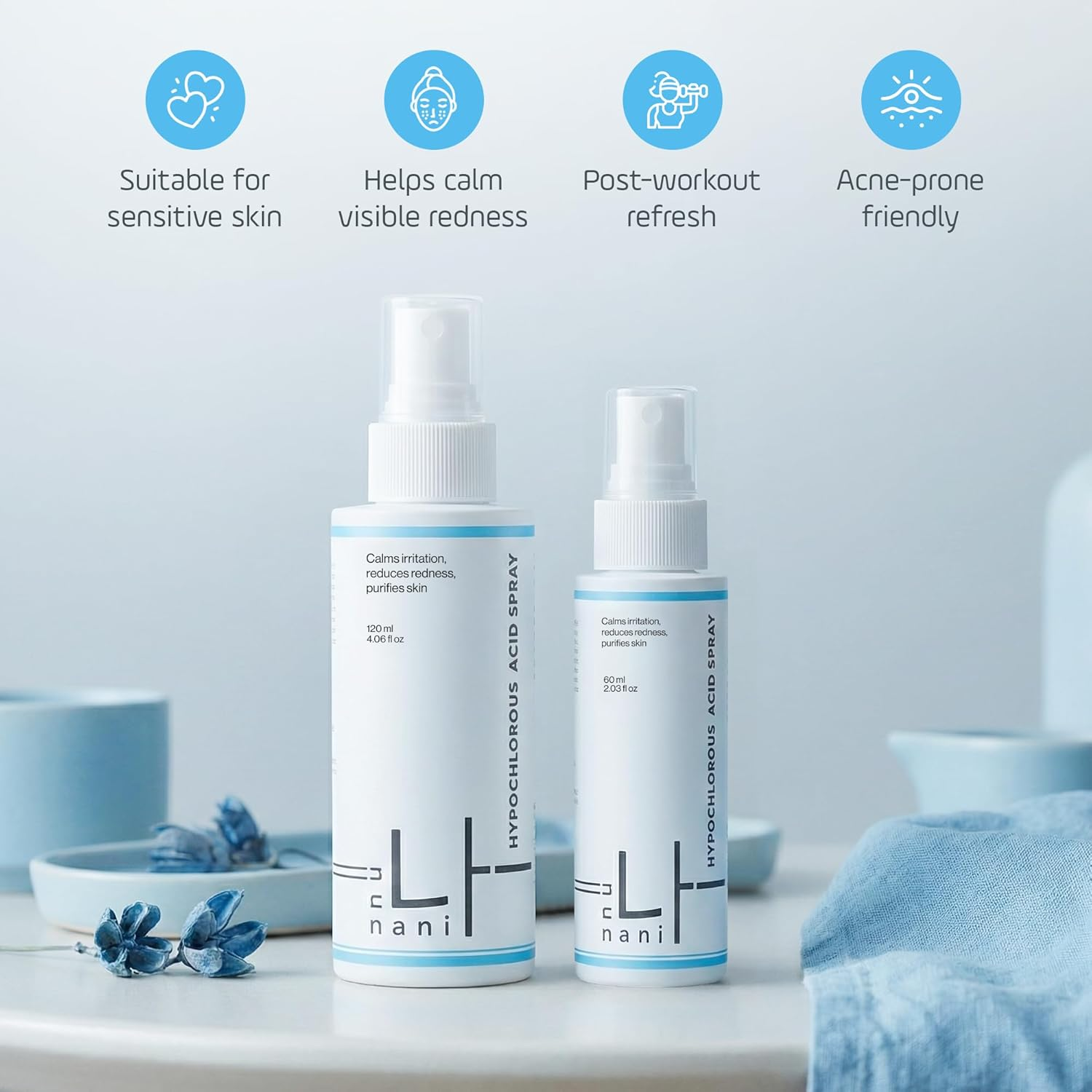 Hypochlorous Acid Facial Spray | Hocl Hydrating Skin Mist for Sensitive & Redness Prone Skin | Soothing Face Toner Alternative, Daily Refresh & Post Workout Mist 60Ml image number 5