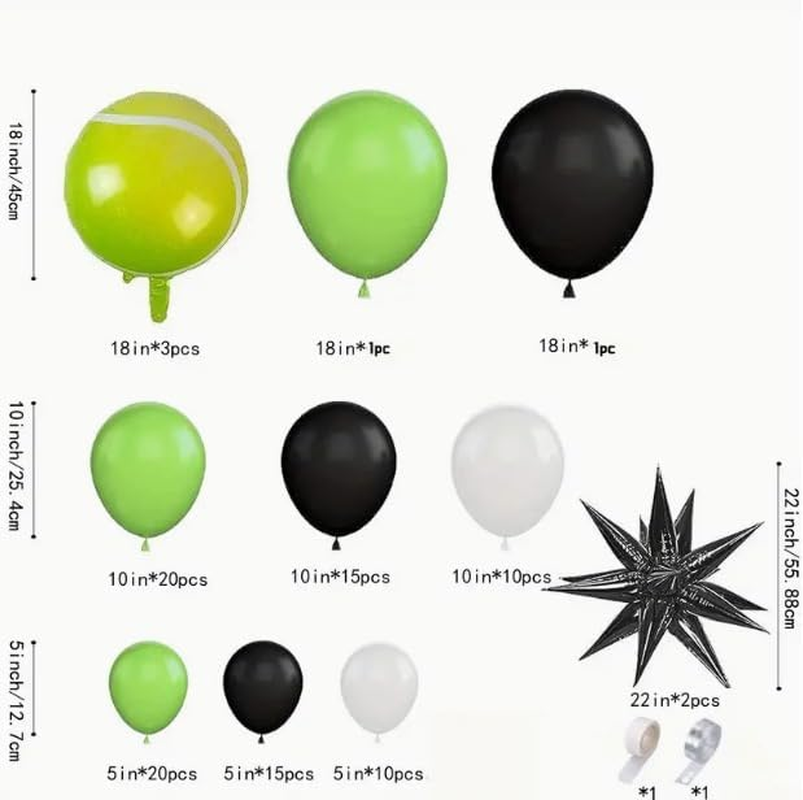 Sports Themed Balloon Set, Tennis Series Arch for Birthday Party Decoration（97 PCS） image number 1