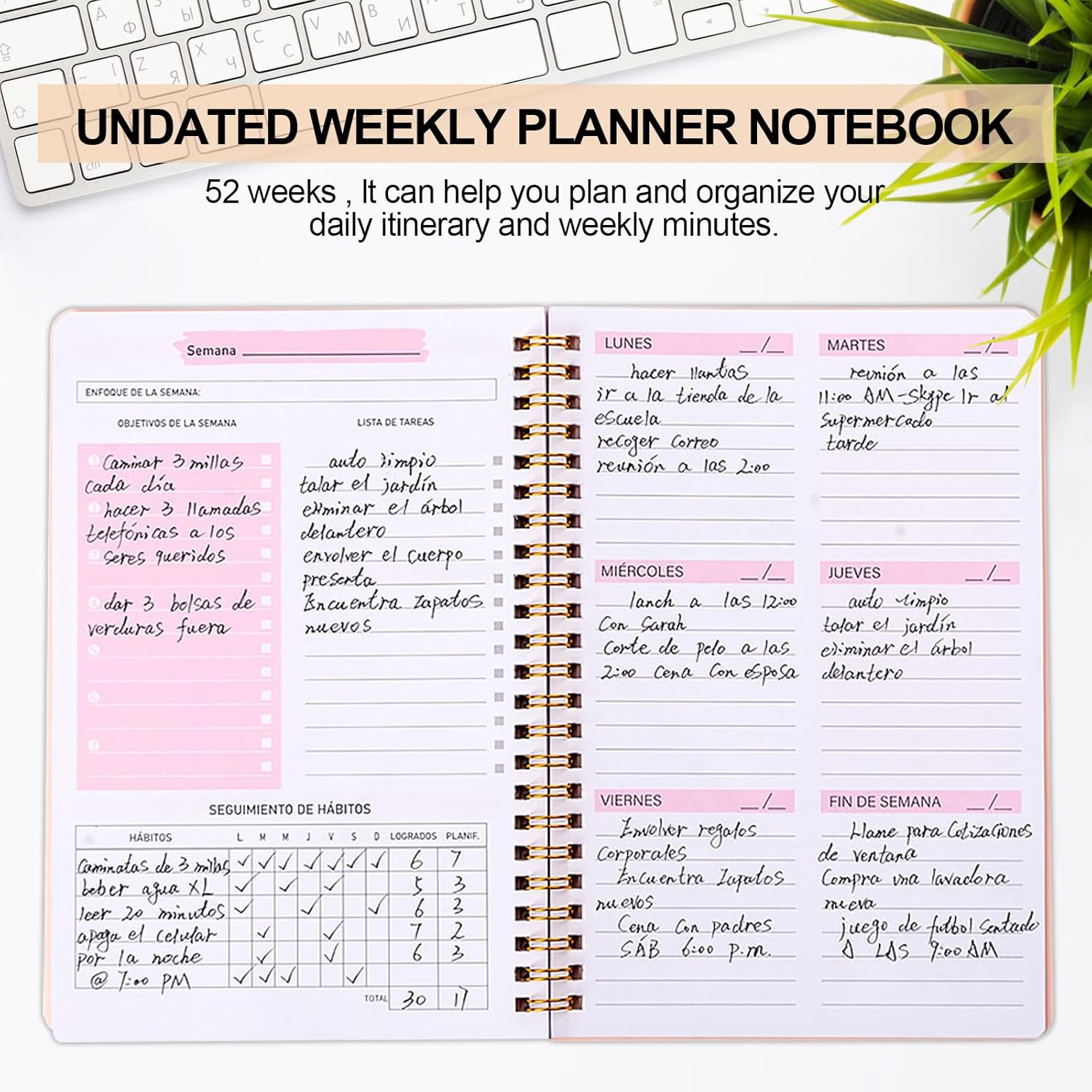 COZY CORE Undated Weekly Planner Monthly Planner,A5 to Do List Planner Spiral Notebook with Habit Tracker, Budget Organizer, Expense Tracker, Goal Setting, 5.7 X 8.0 Inches