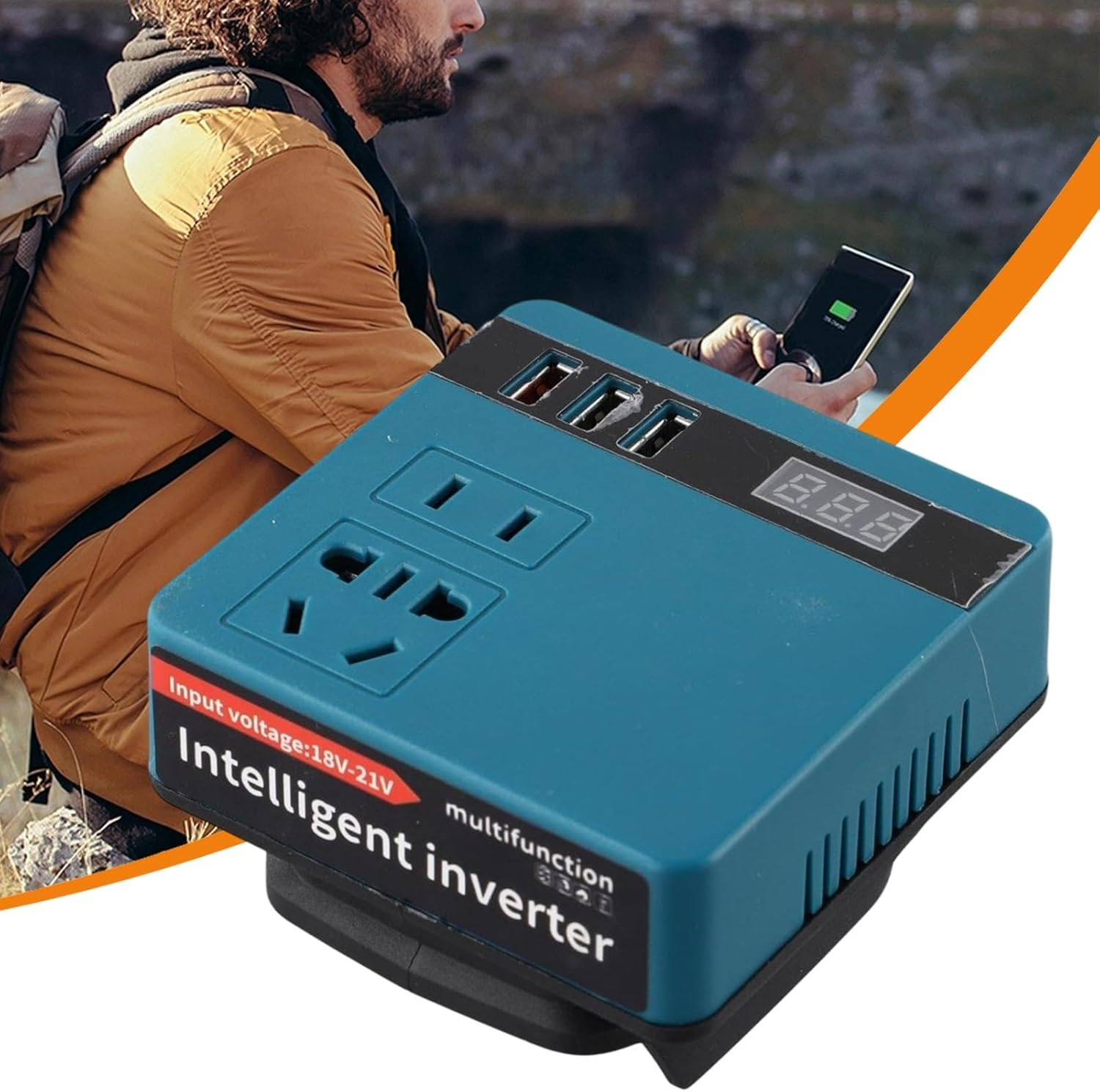Portable Power Station | Power Converter Transformer with Current Display | Charger Adapter Battery Powered Outlet for Outdoor Camping image number 2