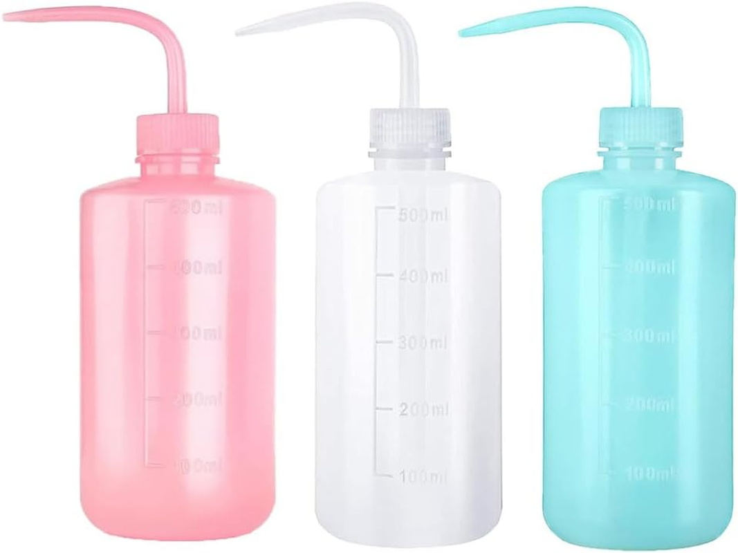 3-Pack Squeeze Water Bottle, 500Ml Plant Wash Bottle with Narrow Mouth and Scale Labels