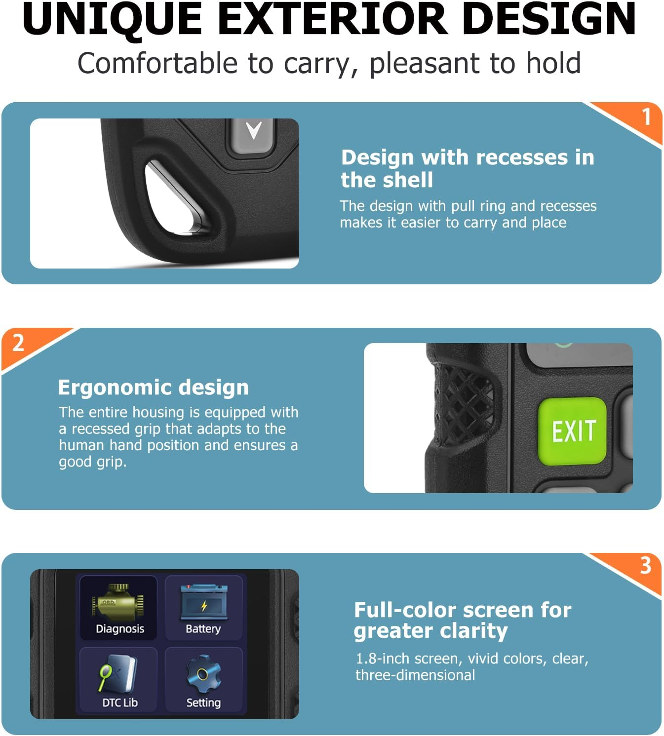 Amtake OBD2 Scanner, Car Diagnostic Tool Full OBD2 Functions, Code Reader, I/M Readiness, Battery Life Assessment, Check Engine Light, 13 Languages Automotive Diagnostic Tool for Cars after 1996 image number 6