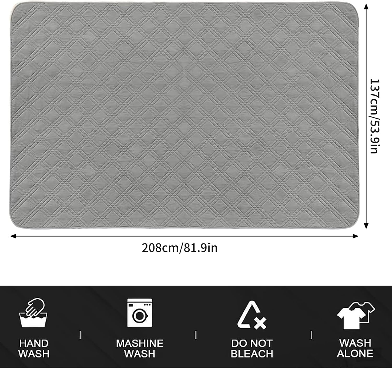 Waterproof Dog Blanket, Non-Slip Dog Blankets, Dog Mat for Large and Small Dogs, Machine Washable Pet Blanket Cover and Protection for Sofa, Bed, Car Seat (Dark Grey, 137 Cm X 208 Cm) image number 1