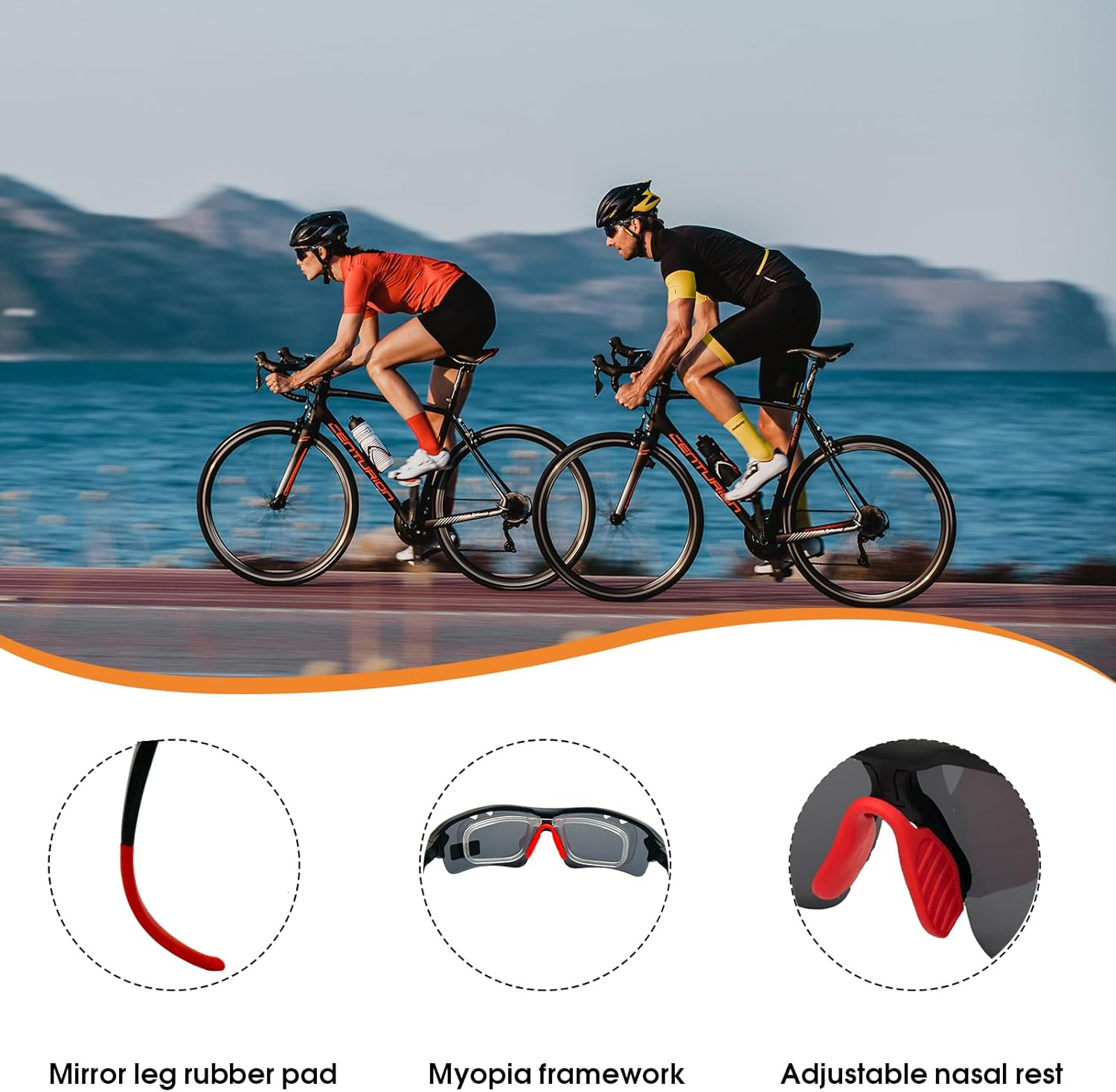 AVOWB.T.Q Polarized Cycling Sunglasses Men Women Sport Glasses with 5 Interchangeable Lenses Cycling Glasses for Bycling Running Hiking Baseball Running Glasses Casual Sports and Activities image number 2