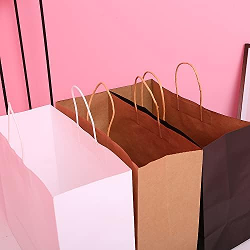 SHIPKEY 25Pack White Paper Bags, White Paper Bags with Handles, 40X15X30Cm Merchandise Bags, Retail Bags, Extra Large White Gift Bags (16X6X12 Inches) image number 3