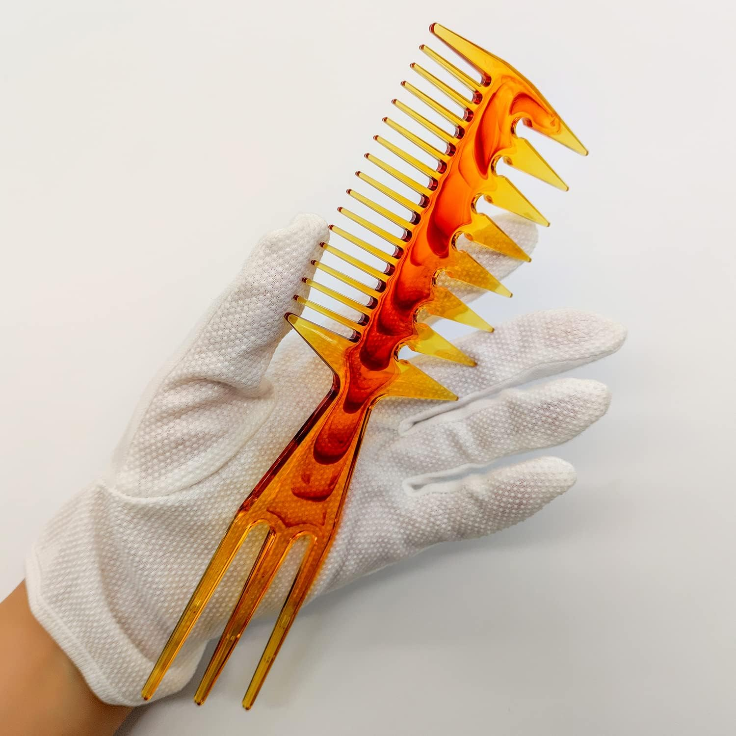 Losaria Hair Pick Comb, 3 in 1 Fish Tail Bone Shape Professional Stylist Comb, Amber (Hairdressing Salon, Home Personal Application, All Kinds of Hair Styling) image number 5