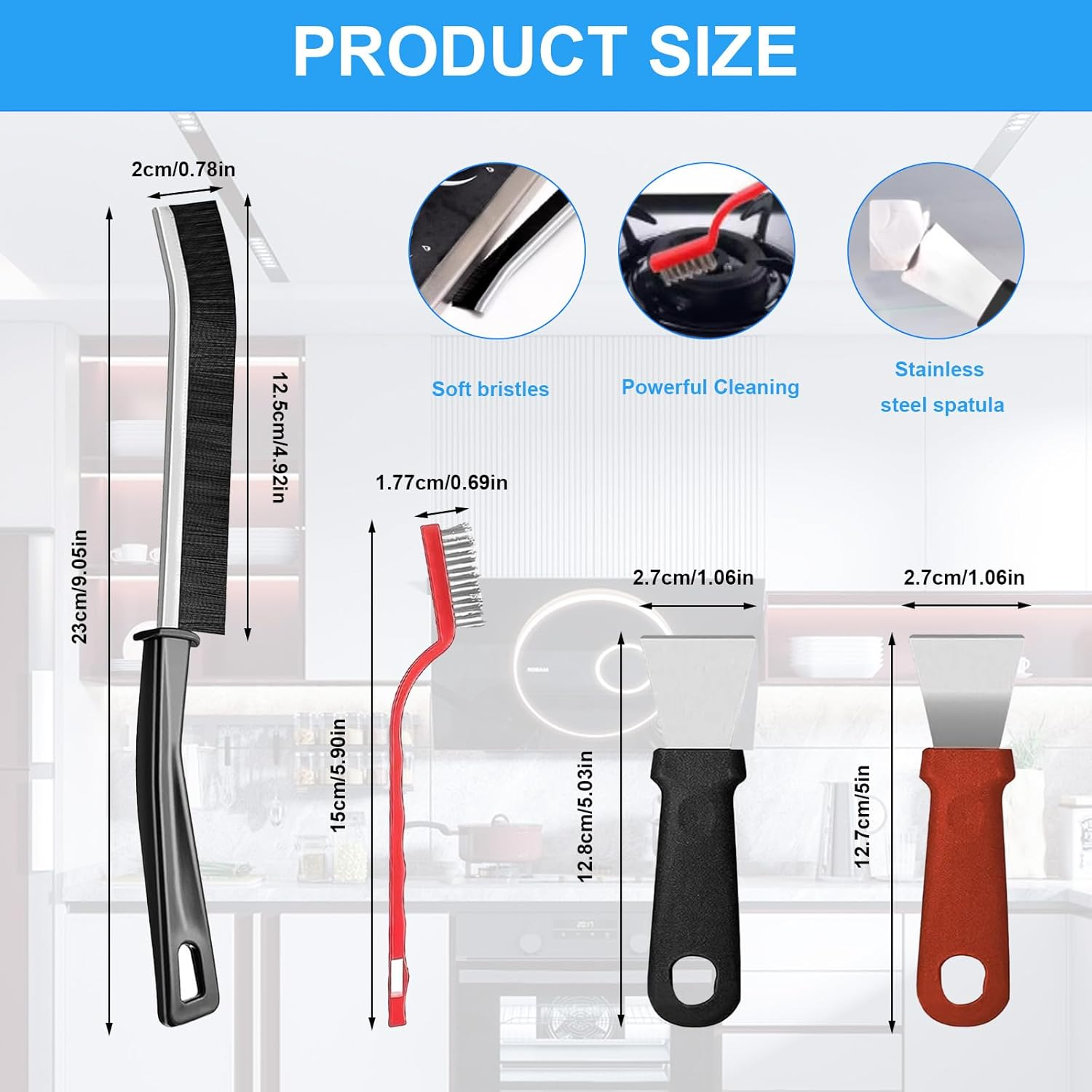 Crevice Cleaning Brush Set - 8 Pcs Multifunctional Cleaning Tools, Hard Bristle Crevice Brushes for Household Use, Bathroom Tiles, Kitchen image number 1