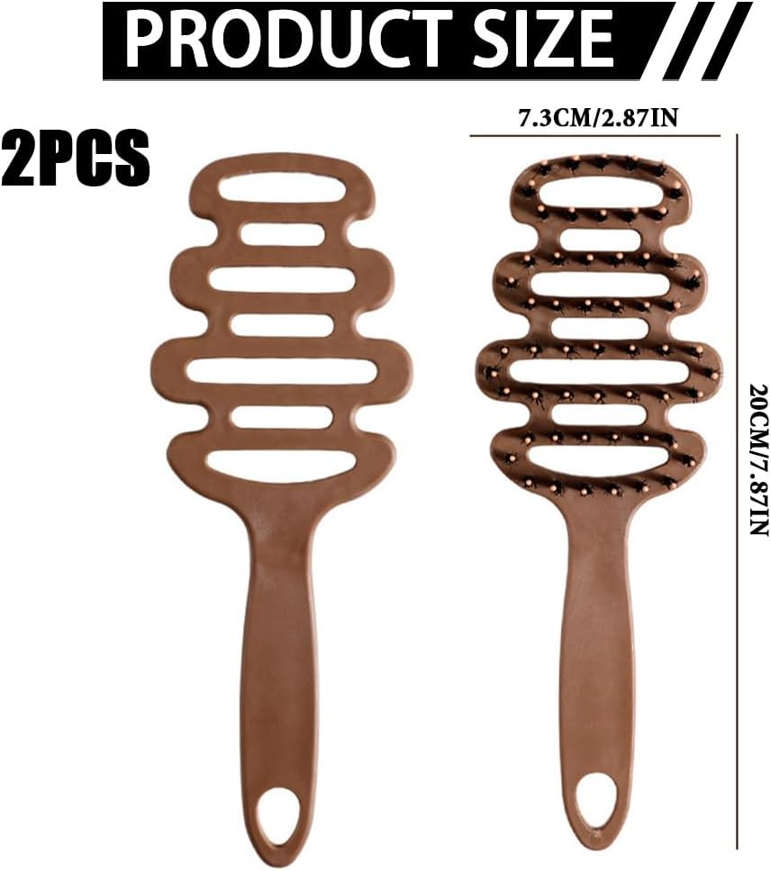 Cithway Volumen+ Brush with Bristles, Hair Brush, Boar Bristles, Brush for Curls, Hair Brush for Volume and Shine, round Brush for Blow Drying, Styling Brush for All Hair Types, Pack of 2