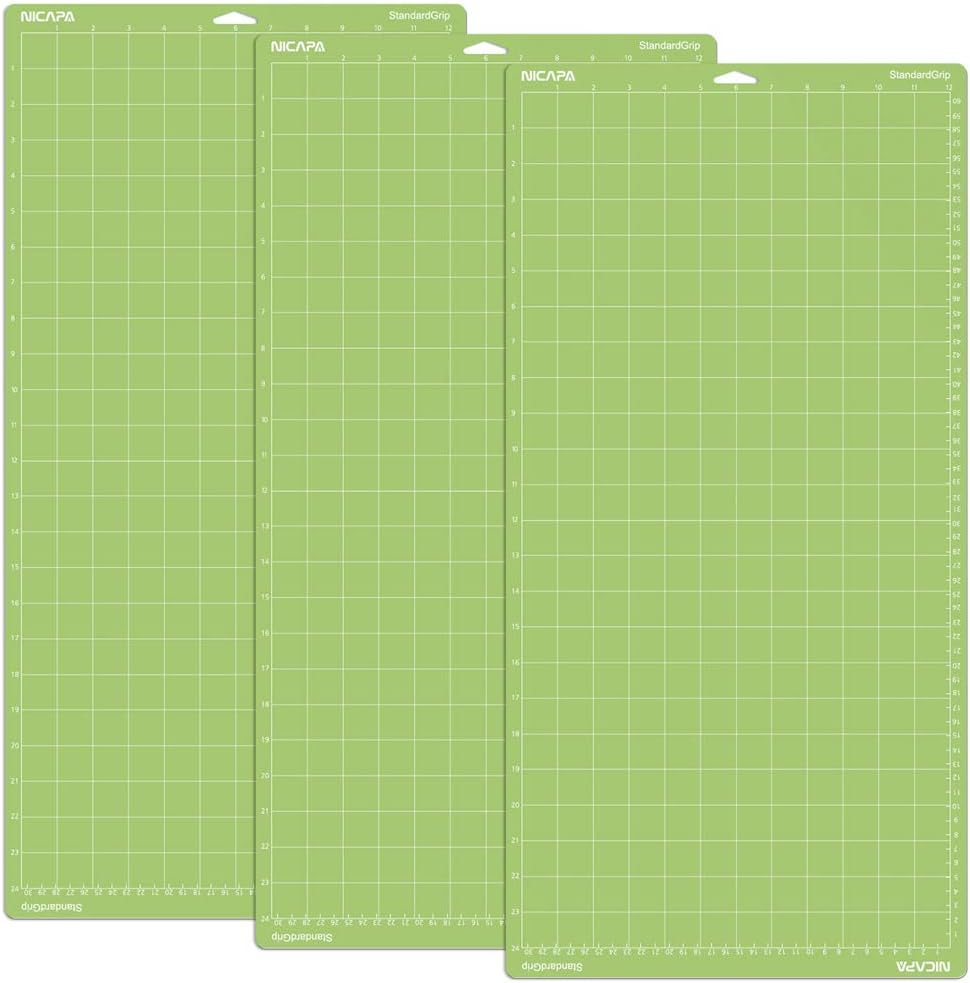 NICAPA Replacement Adhesive Cutting Mat for Cricut Maker 3/Explore 3/Air 2/Air/One [Standardgrip,12X24 Inch,3Pack], Non-Slip Flexible Square Gridded Cut Mats Replacement Accessories Vinyl Cutter image number 4