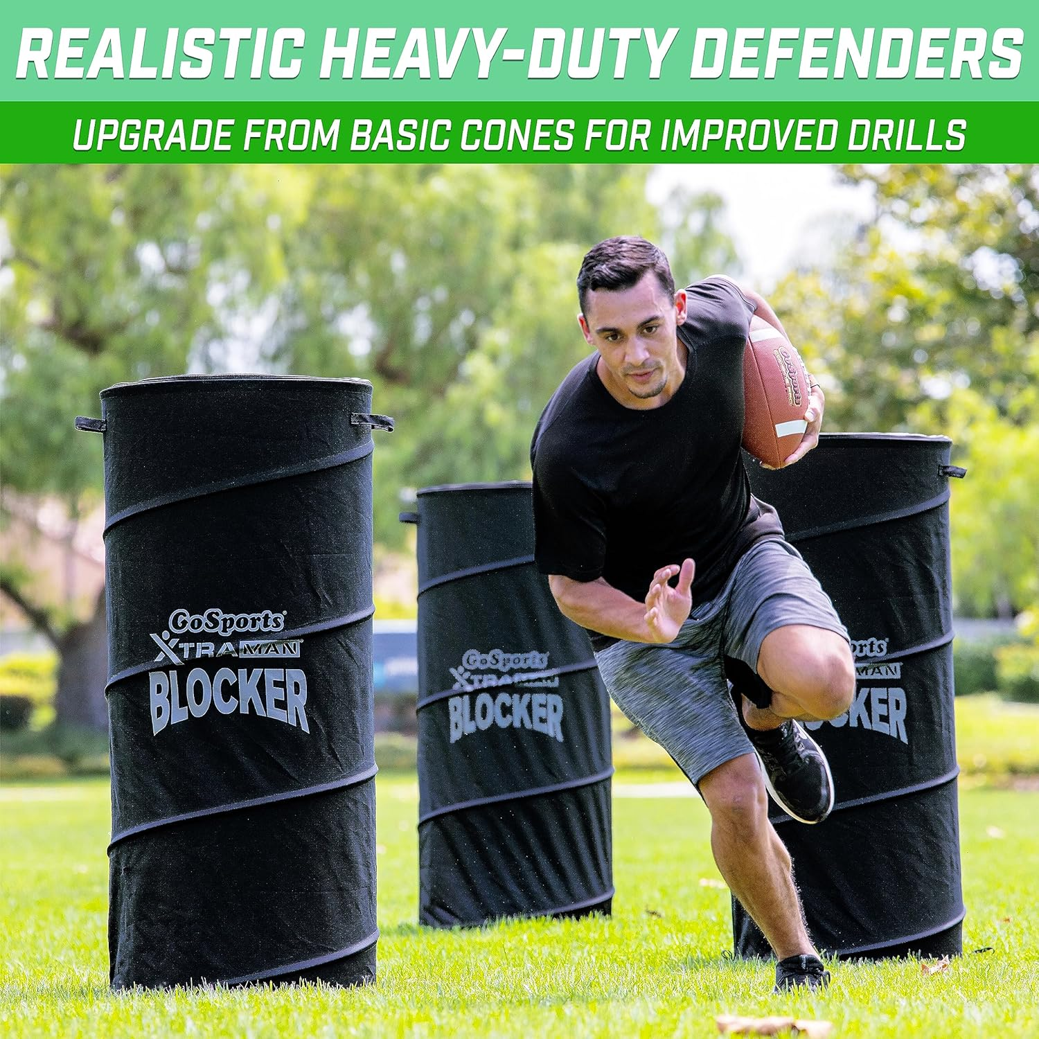 Gosports XTRAMAN PRO 46" XL Pop up Defender 3 Pack - Heavy Duty Multi-Sport Blocking Dummy - Training Equipment for Basketball, Football, Soccer and More image number 5