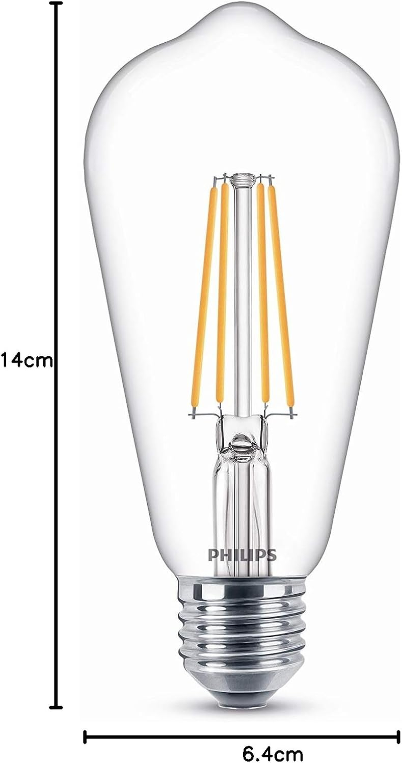 Philips LED Premium Classic ST64 Light Bulb [E27 Edison Screw] 7W - 60W Equivalent, Warm White (2700K) image number 2