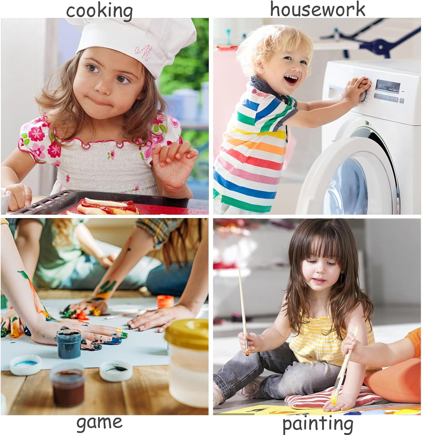 Surblue Kids Retro Aprons Pinafore Apron for Girls Boys Cotton Linen Aprons for Children image number 4