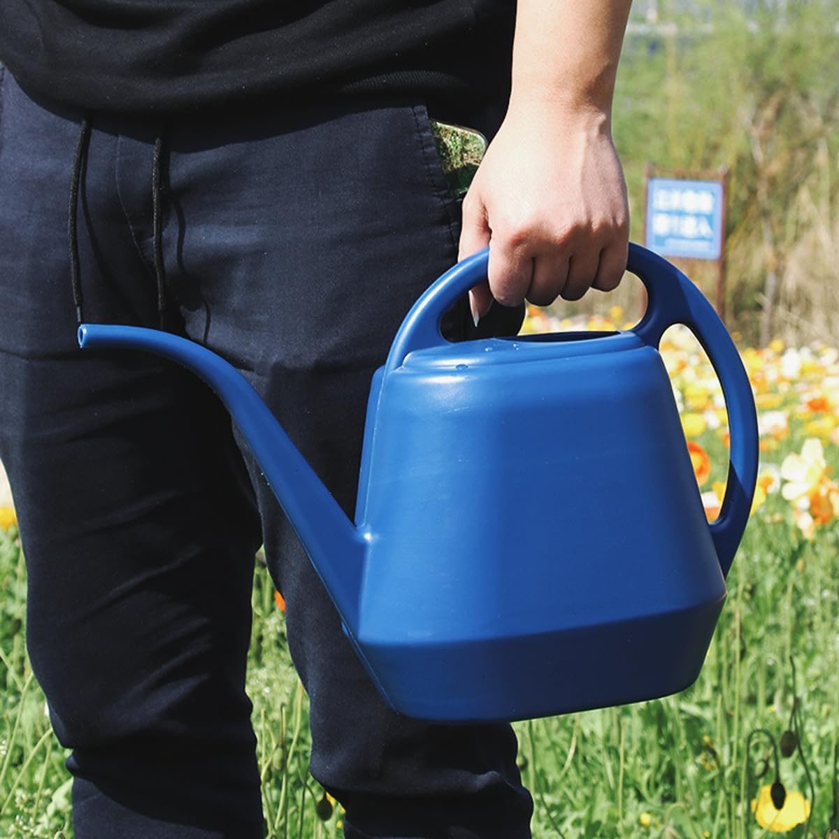 AIMALL 4L Gardening Watering Can - Durable Plastic Long Spout Watering Kettle, Available in Yellow, Wine Red, Lake Blue, Grey, Dark Green, Dark Blue, 14.9 X 9.64 X 7.87 Inches image number 3