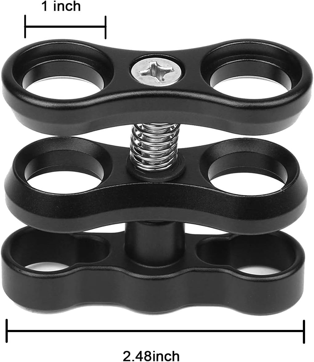 WLPREOE 2Pcs 1" Aluminum Ball Clamp Mount for Underwater Diving Light Arms Tray System, Compatible with RAM Ball Mount Base image number 2