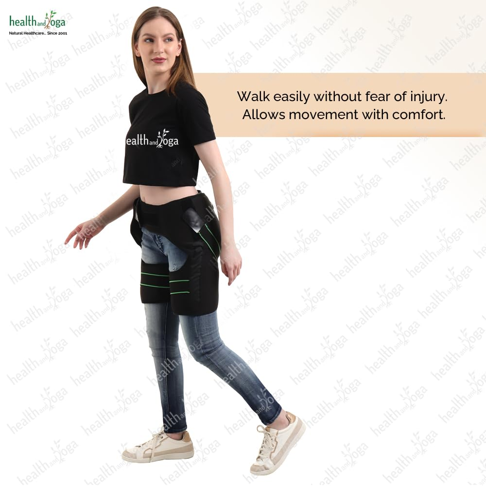Healthandyoga&trade; Hip Protection Belt &ndash; Binder Support Brace and Rehabilitation Aid &ndash; Reduces Chances of Falls, Hip Fractures & Injuries in Old Age or Post-Surgery Recovery &ndash; Free Size, Unisex (Both Sides) image number 2