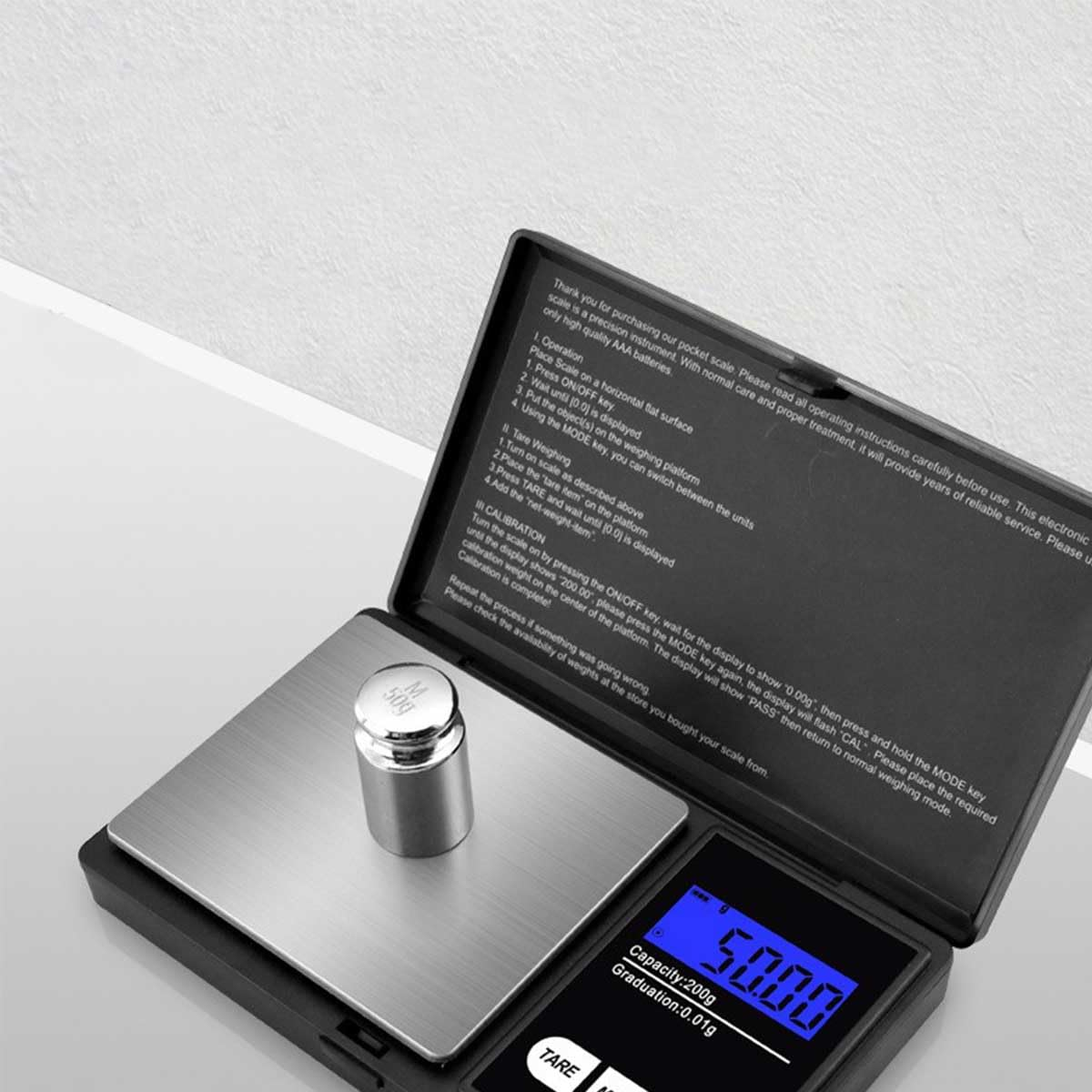 Digital Scale Set,11Lb,5Kg/1G,200G/0.01G,With 50G Calibration Weight,Kitchen Scale,Food Scale,Large Weighing Pans and High-Precision Solutions,Battery Included,Soft Tape Included(150Cm/60Inch)