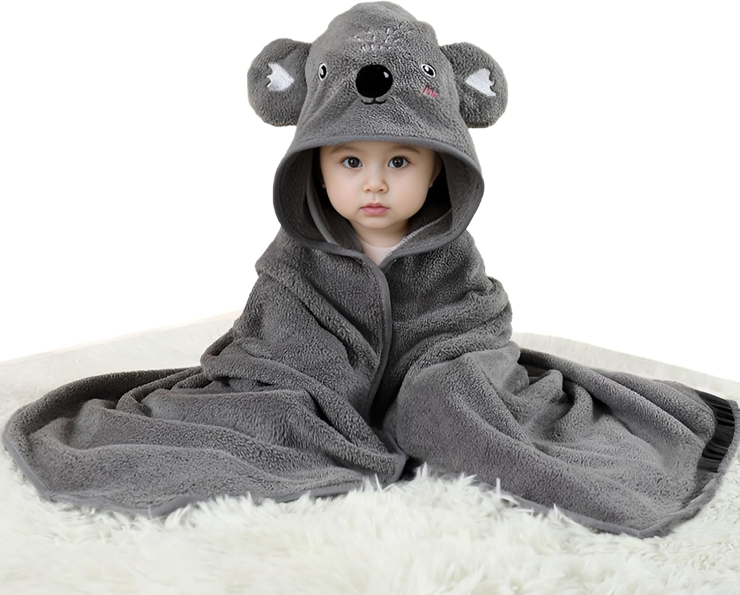 Hooded Towel 80X80Cm Coral Fleece Baby Bath Towel Cartoon Animal Pattern Baby Towel Soft and Absorbent Suitable for Men and Women Bath Supplies Newborn Essentials (Green Dinosaur)