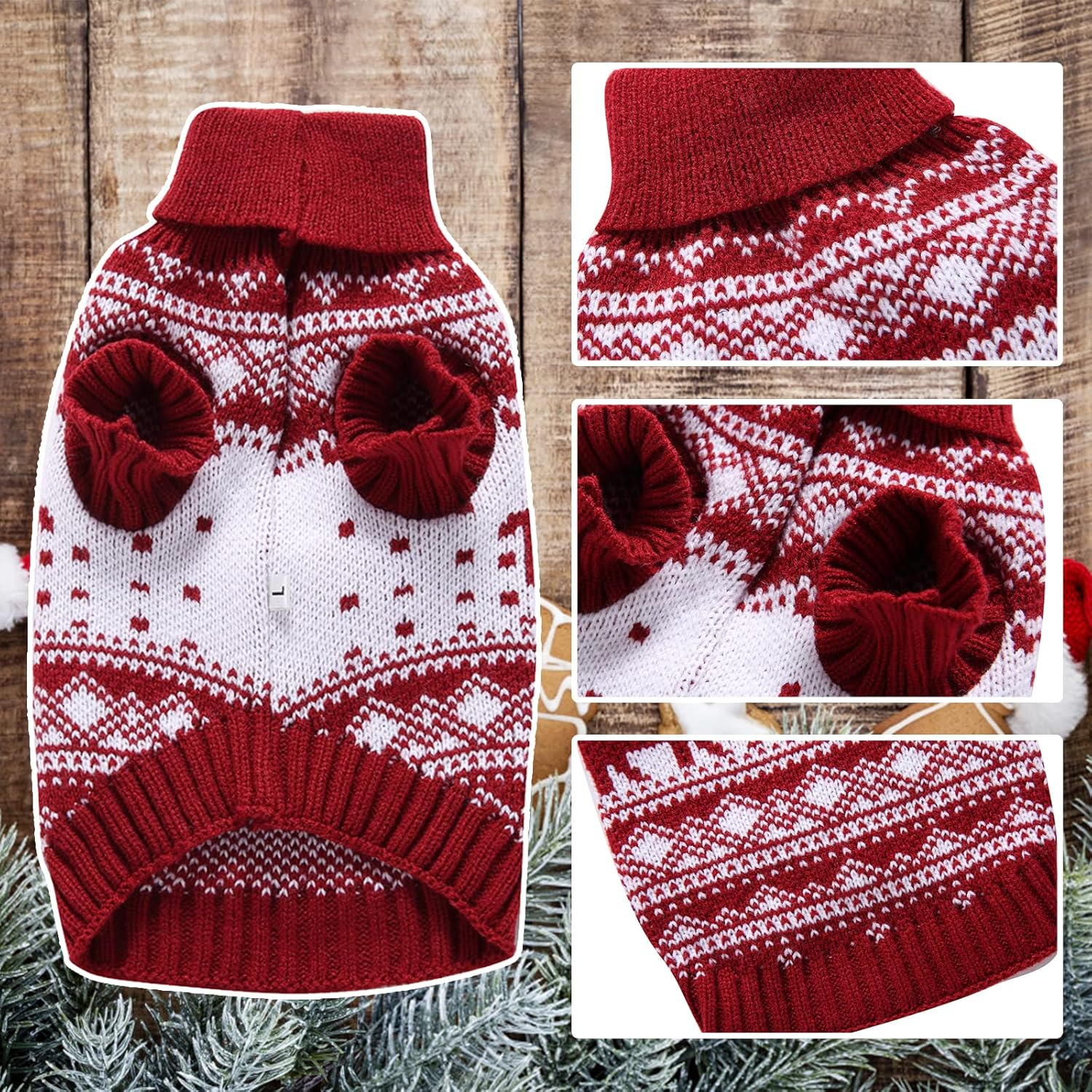 Christmas Dog Jumper Knitted Pet Dog Christmas Sweater Soft Winter Dog Jumper Coat Pet Xmas Sweater Clothes for Small Medium Large Dogs Cats Christmas Costume (Medium, Style-2) image number 1