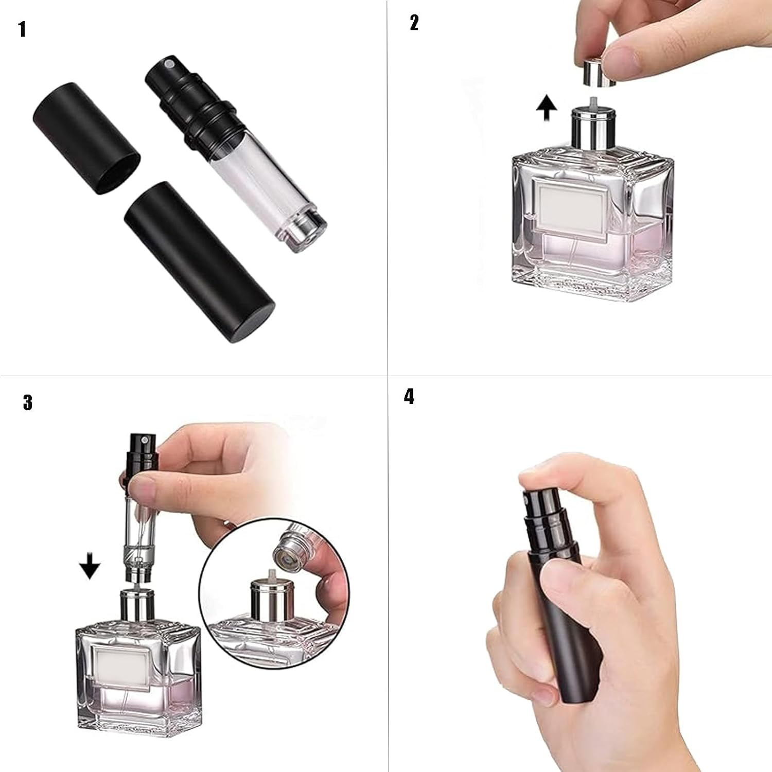2 Perfume Atomizers Bottle (5ML), Portable Refillable Mini Perfume Atomizers for Travel, Leak Proof Pump for Men and Women, Perfume Spray Bottle Spray Black image number 3