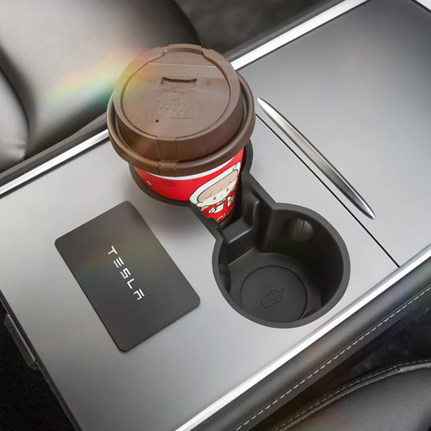 Yotsuba Centre Console Rubber Cup Holder Insert for Tesla Model 3 2017-2023 and Model Y 2021-2024 image number 5