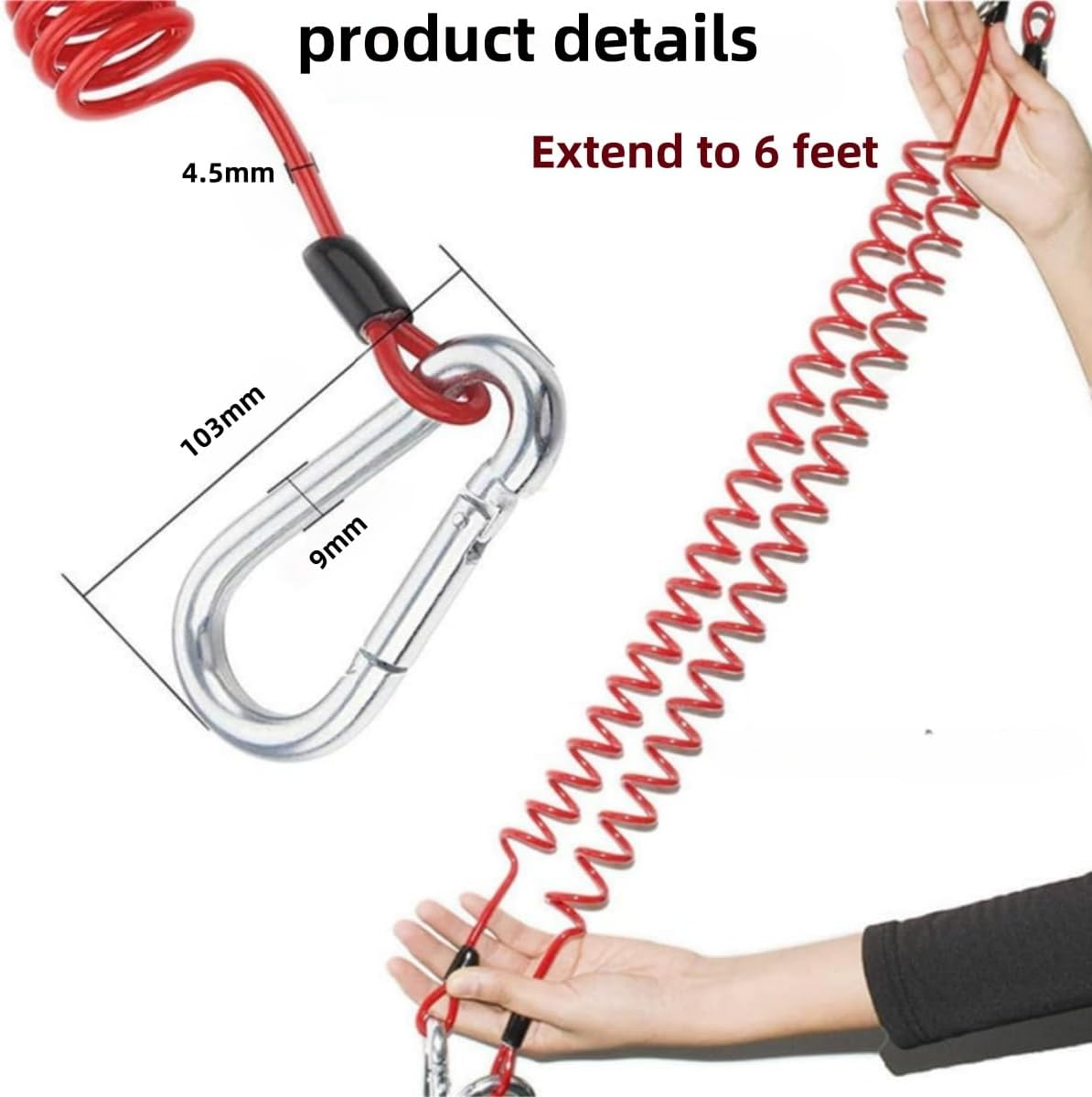 6 Ft Breakaway Trailer Cable, Trailer Brake Safety Cable Spring Towing Coiled Wire, for RV Trailer Emergency image number 3