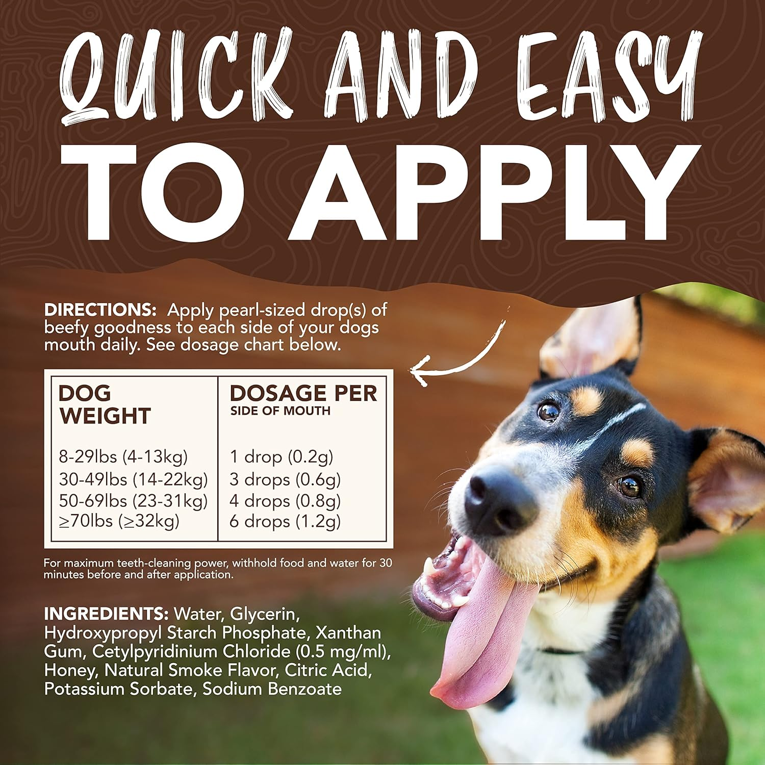 Tropiclean Enticers Teeth Cleaning Dog Gel Smoked Beef Brisket 118Ml image number 5