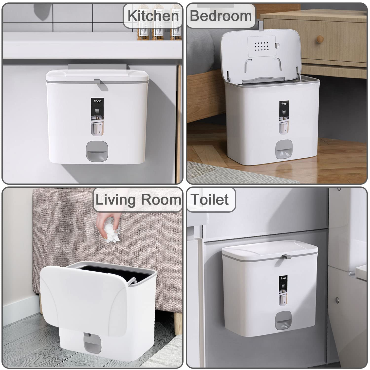 Kitchen Bin inside Cupboard 7L Compacting Trash Bin with Lid Mountable Hanging under Sink Compost Bin for Kitchen, Caravan, Space Saving Small Size image number 1