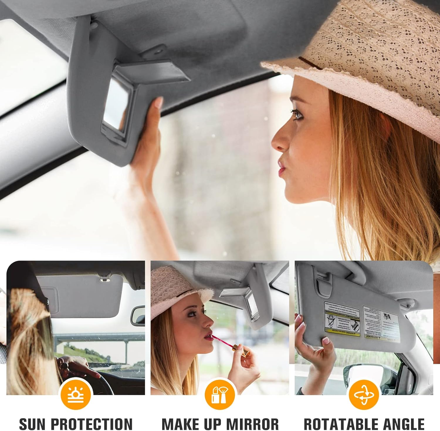Right Passenger Side Sun Visor for Toyota RAV4 2006 2007 2008 2009 2010 2011 2012 2013, Replace for 74310-42452-B2, Grey Right Side Sun Visor with Light image number 5